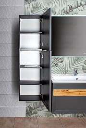 Бриклаер Шкаф подвесной Берлин 40x90 оникс серый с ручкой дуб золотой – фотография-4